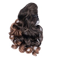 Imissu Long Curly Claw Ponytail Clip On Hair Extension Pony Tail Hair Piece (Black Ombre Brown 1T30)