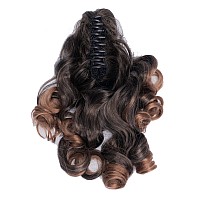 Imissu Long Curly Claw Ponytail Clip On Hair Extension Pony Tail Hair Piece (Black Ombre Brown 1T30)