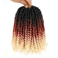 Leeven Passion Twist Hair 8 Packs 8 Inch Pre Twisted Crochet Twist Hair 3 Tone Ombre Blonde Pre Looped Short Curly Bohemian Brai