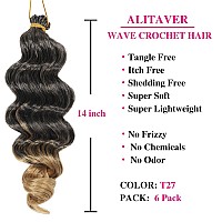 Ocean Wave Crochet Hair 14 Inch 6Packs Deep Wave Crochet Hair For Black Women Crochet Braids Synthetic Braiding Hair Extension