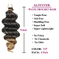 Ocean Wave Crochet Hair 9 Inch 6 Packs Deep Wave Crochet Hair For Black Women Crochet Braids Synthetic Braiding Hair Extension