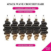 Ocean Wave Crochet Hair 9 Inch 6 Packs Deep Wave Crochet Hair For Black Women Crochet Braids Synthetic Braiding Hair Extension