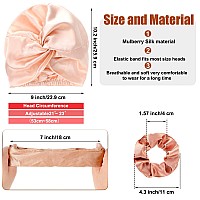 Geyoga 6 Pcs Reusable Large Silk Bonnet Set For Women Sleeping With Silk Scrunchies In Pink Black Rose Gold