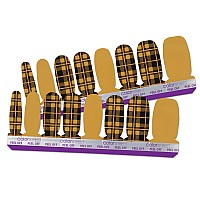 Breaking Plaid Color Street Nail Strips Plaid Pattern In Mustard Yellow Black Fdc291