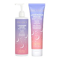 Pacifica Beauty Lavender Moon Body Wash With Pump And Body Lotion Set Moisturizing Hydrating Aloe Hyaluronic Acid Rose Cha