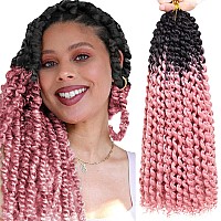 Xtrend 18 Inch Ombre Pink Passion Twist Hair Water Wave Crochet Braiding Hair 7 Packs Synthetic Hair Extensions Crochet Braids H