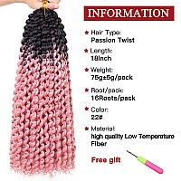 Xtrend 18 Inch Ombre Pink Passion Twist Hair Water Wave Crochet Braiding Hair 7 Packs Synthetic Hair Extensions Crochet Braids H