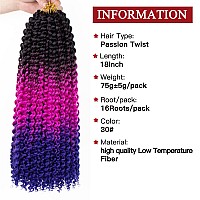 Xtrend 18 Inch Passion Twist Hair Water Wave Crochet Braiding Hair 2 Packs Synthetic Hair Extensions Crochet Braids Hair Ombre B