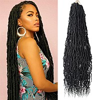 BOHOBABE 36 Inch New Faux Locs With Curly End 6 Packs Soft Locs Crochet Hair 72 Strands Long Black Natural Crochet Braids (6Packs,1#)