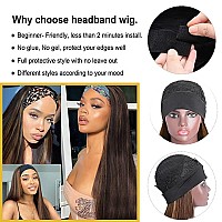 Highlights Headband Wig For Women Blackbrown Long Straight Headband Wig Premium Synthetic Headband Wig Natural Glueless None La