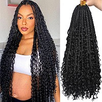 Unionbeauty 8 Packs Boho Box Braids 18 Inch Fluffy Bohemian Hippie Braids Distressed Goddess Box Braids Hair Curly Ends Preloop