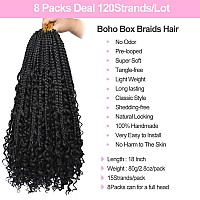 Unionbeauty 8 Packs Boho Box Braids 18 Inch Fluffy Bohemian Hippie Braids Distressed Goddess Box Braids Hair Curly Ends Preloop