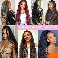 Unionbeauty 8 Packs Boho Box Braids 18 Inch Fluffy Bohemian Hippie Braids Distressed Goddess Box Braids Hair Curly Ends Preloop