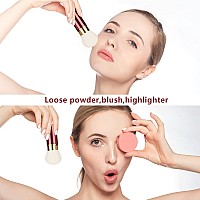 Falliny Retractable Makeup Brushes Travel Face Kabuki Blush Brush Portable Powder Brush With Cover For Blush Sunscreenbronze