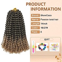 Passion Twist Hair 14 Inch 8 Packs Passion Twist Braiding Hair Water Wave Crochet Braids Hair Extensions Bohemian Braids Passion