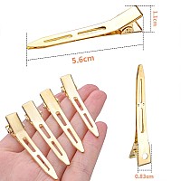 50Pcs Golden Single Prong Curl Clips Alloy Alligator Hair Pins Clips Sectioning Hair Clips For Hair Extensions Styling Haircut C