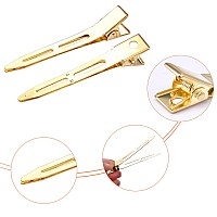 50Pcs Golden Single Prong Curl Clips Alloy Alligator Hair Pins Clips Sectioning Hair Clips For Hair Extensions Styling Haircut C