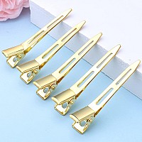 50Pcs Golden Single Prong Curl Clips Alloy Alligator Hair Pins Clips Sectioning Hair Clips For Hair Extensions Styling Haircut C