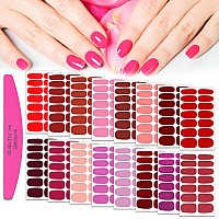 Silpecwee 224 Pieces 16 Sheets Nail Polish Strips Solid Color Adhesive Nail Polish Stickers Nail Wraps For Women Nail Art Decals