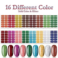 Silpecwee 224 Pieces 16 Sheets Nail Polish Strips For Women Nail Polish Stickers Glitter Nail Wraps Adhesive Nail Decals With Na