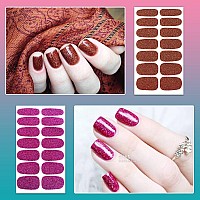 Silpecwee 224 Pieces 16 Sheets Nail Polish Strips For Women Nail Polish Stickers Glitter Nail Wraps Adhesive Nail Decals With Na