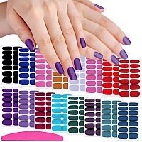 Silpecwee 224 Pieces 16 Sheets Nail Polish Stickers Full Nail Wraps Nail Polish Strips For Women Solid Color Nail Strips Self Ad