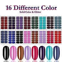 Silpecwee 224 Pieces 16 Sheets Nail Polish Stickers Full Nail Wraps Nail Polish Strips For Women Solid Color Nail Strips Self Ad