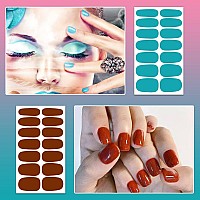 Silpecwee 224 Pieces 16 Sheets Nail Polish Stickers Full Nail Wraps Nail Polish Strips For Women Solid Color Nail Strips Self Ad