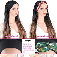 Box Braid Wig Headband Braided Headband Wigs For Black Women Long Cornrow Twist Crochet Braid Wig Ombre Brown Faux Locs Wig Knot