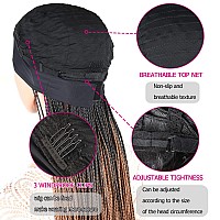 Box Braid Wig Headband Braided Headband Wigs For Black Women Long Cornrow Twist Crochet Braid Wig Ombre Brown Faux Locs Wig Knot