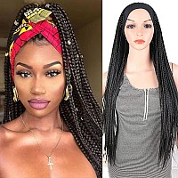 Box Braid Wigs For Black Women Braided Wigs Braided Headband Wigs For Black Women Faux Locs Wig Braided Ponytail Braids Wigs For