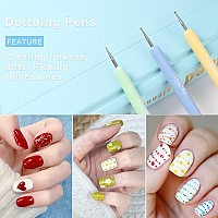 Nail Art Brushes, TEOYALL Nail Design Painting Brushes Builder Gel Brush Nail Dotting Tools Nail Fine Liner Brushes