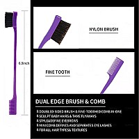 3 Pieces Styling Comb Set For Women Teasing Brush Rat Tail Comb Edge Brush For Slicking And Combing Hair Purple