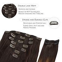 Wennalife Clip In Hair Extensions 150G 22 Inch 9Pcs Highlight Dark Brown To Chestnut Brown And Dirty Blonde Human Hair Extensio