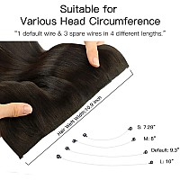 Hotbanana Wire Hair Extensions 12 Inch 70G Dark Brown Fish Line Hair Extensions Real Human Hair Straight Invisible Wire Hair Ex