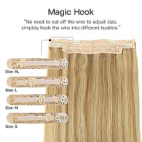 Hotbanana Wire Hair Extensions 12 Inch 70G Light Blonde Highlighted Golden Blonde Fish Line Hair Extensions Real Human Hair Stra