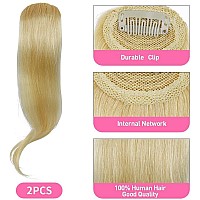 Dsoar 2Pcs Wave Side Bangs Clip In Bang Real Human Hair Wave Fringe Hair Extensionsblonde613