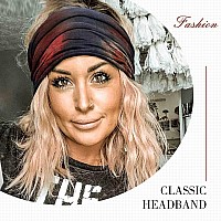 Gortin 3 Pack Boho Wide Headbands African Turban Head Bands Leopard Stretch Knotted Head Wraps Floral Elastic Yaga Hair Bands Sw