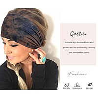 Gortin 3 Pack Boho Wide Headbands African Turban Head Bands Leopard Stretch Knotted Head Wraps Floral Elastic Yaga Hair Bands Sw