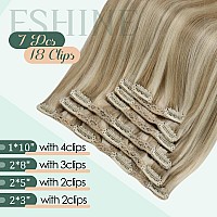 Fshine Hair Extensions Clip In Human Hair Highlight Ash Blonde And Golden Blonde Remy Clip In Human Hair Extensions Thick Seamle