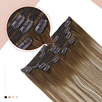 Clip In Hair Extensions Real Human Hair Fshine Balayage Chestnut Brown To Platinum Blonde Clip In Human Hair Extensions 14 Inch