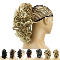 Imissu Messy Curly Hair Short Claw Ponytail Hair Extensions Pony Tail Clip In Hairpieces (Honey Dirty Blonde)