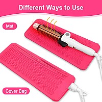 Shappy 2 Pieces Flat Iron Case Heat Resistant Travel Bag Curling Iron Organizers And Storage Neoprene Straightener Holder And Si