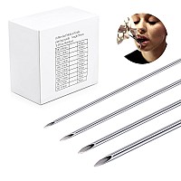 50PCS Mixed Body Piercing Needles, 12G 14G 16G 18G 20G Stainless Steel Sterile Disposable Ear Nose Navel Nipple Lip Piercing Needles