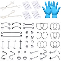 Jiesibao 66Pcs Professional Piercing Kit14G 16G 18G 20G Piercing Needles With Stainless Steel Ear Nose Septum Belly Button Nipp