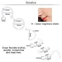 Jiesibao 76Pcs Clear Piercing Kit Retainer14G 16G 18G Piercing Needles For Nose Septum Flexible Bioflex Plastic Cartilage Helix