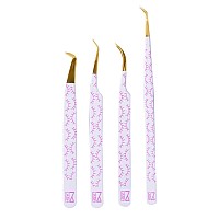 M Lash Tweezers For Eyelash Extensions Set Of 4 Professional Lash Extension Tweezers Fiber Tip Japanese Steel Diamond Gr