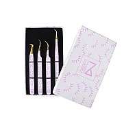 M Lash Tweezers For Eyelash Extensions Set Of 4 Professional Lash Extension Tweezers Fiber Tip Japanese Steel Diamond Gr