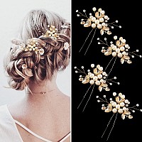 La Jolie Jasmin 4 Pcs Hair Pins Floral Hair Clip Bridal Accessories For Women And Girls Pearl Wedding Flower Hair Accessories