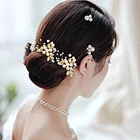 La Jolie Jasmin 4 Pcs Hair Pins Floral Hair Clip Bridal Accessories For Women And Girls Pearl Wedding Flower Hair Accessories